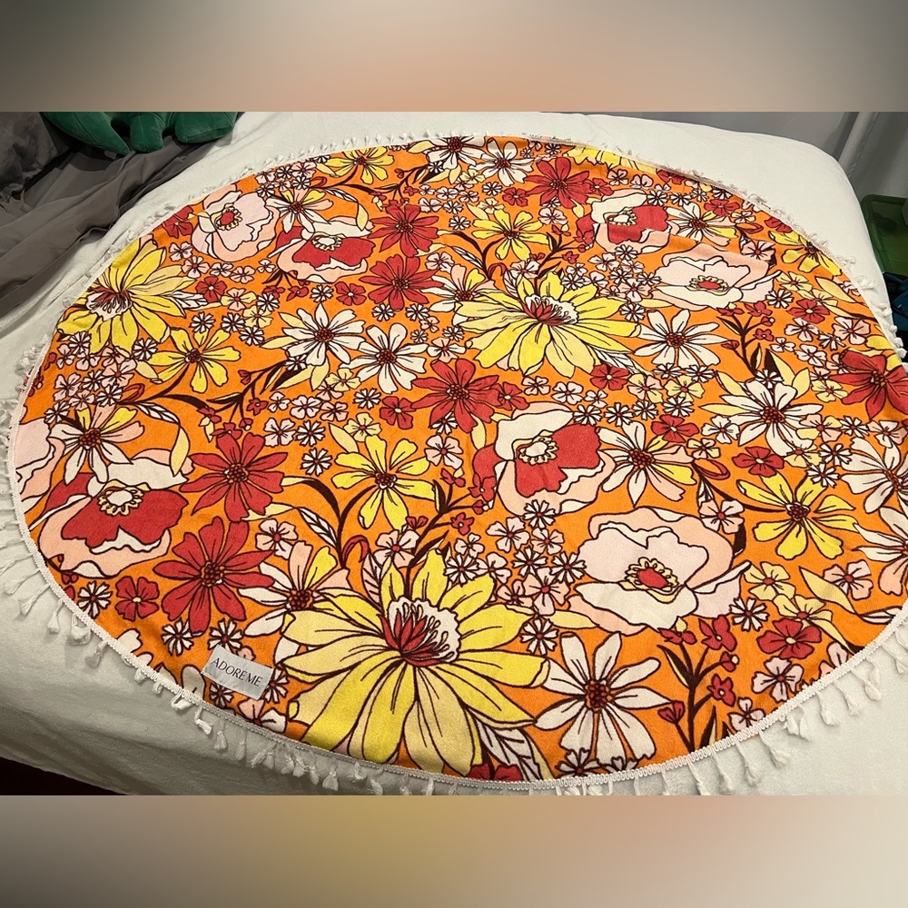 Adore Me round floral beach towel